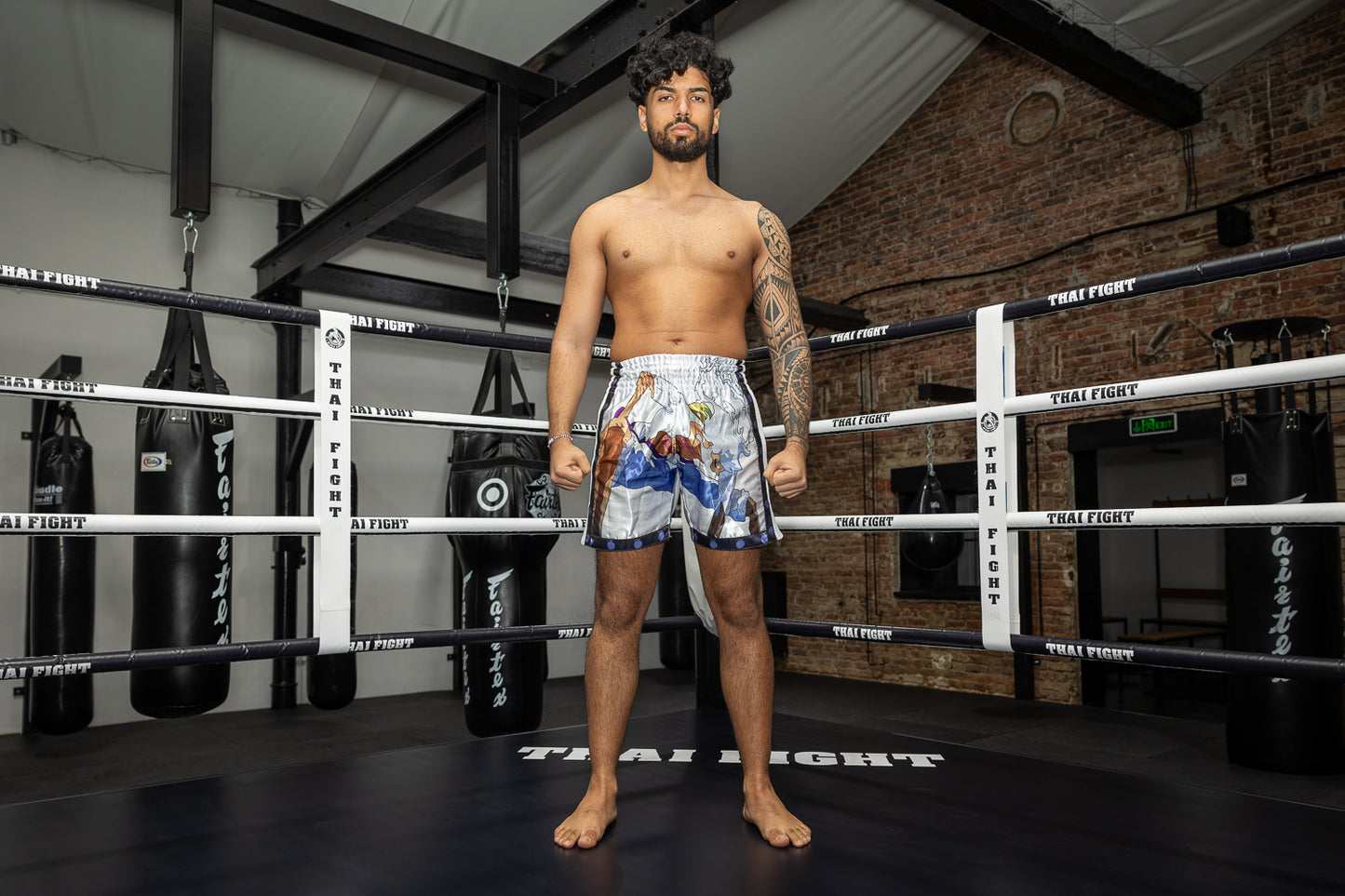 Anime Athletics Muay Thai Short - White/Black, HEARTBEAT