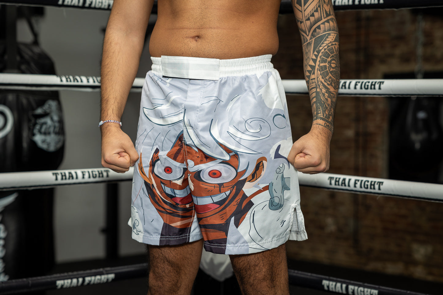 Anime Athletics MMA Shorts, Black/White, GEAR 5